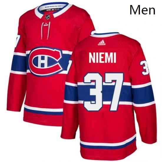 Mens Adidas Montreal Canadiens 37 Antti Niemi Authentic Red Home NHL Jersey